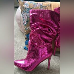 Shiny Pink Stiletto Boots